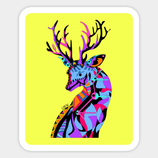 wild deer venado cute animal ecopop in the forest art Sticker